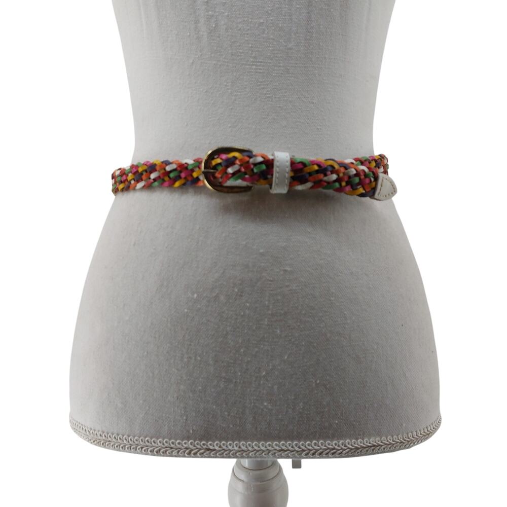 Vintage Multi colored Braided Belt Sz SM Rainbow 80s 90s